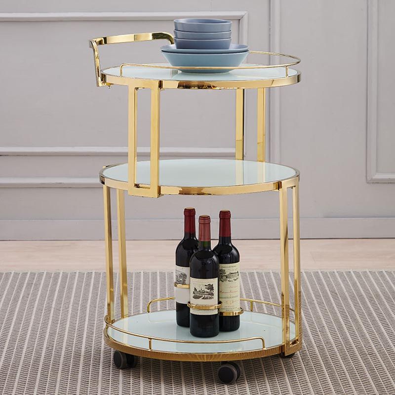 32.28 "ハイモダンなスタイルラウンドプレップテーブルホーム用ローリングメタル準備テーブル