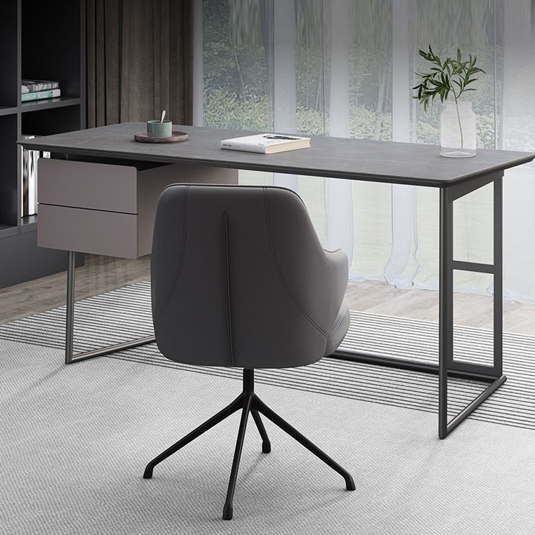 Industrial 2-Drawer Office Desk Rectangular Writing Desk with Sled Base