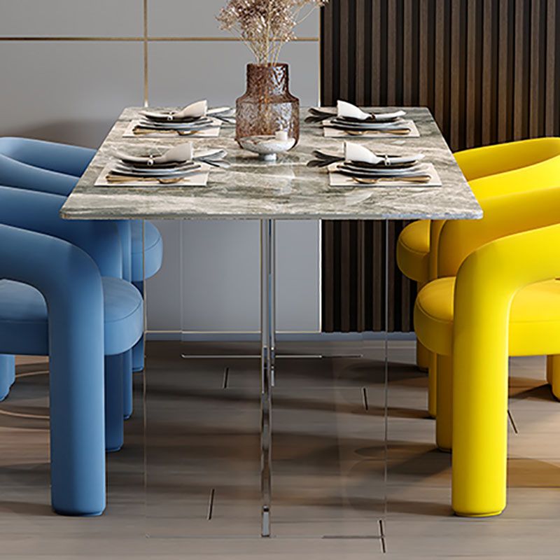 Minimalism Stone Table for Restaurant Rectangle Table with Acrylic Pedestal Clearhalo 'Dining Tables & Seating' 'Dining Tables' 'dining_table' 'furn' 'furn_dining_table' 'Furniture' 'furniture_dining_table' 'Kitchen & Dining Furniture' 'kitchen' 'kitchen_dining_table' 1200x1200_26cf31d3-a66f-45b9-a796-d6b4962bd591
