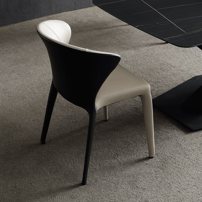 Sedia da pranzo in pelle di Wingback in pelle moderna per sala da pranzo