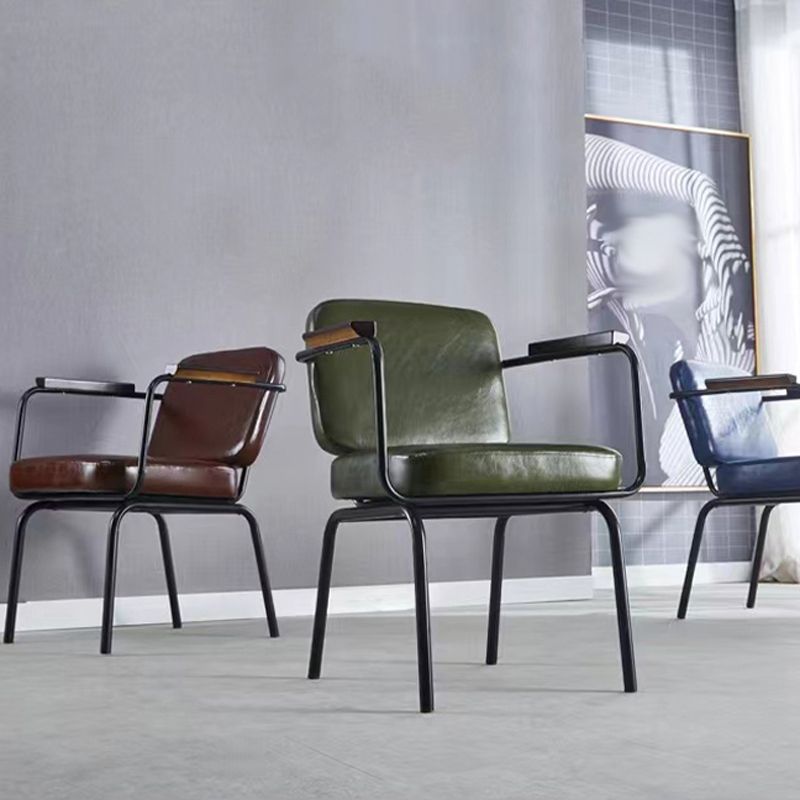 Contemporary Kitchen Dining Chair Upholstered Arm Chair in Black Legs