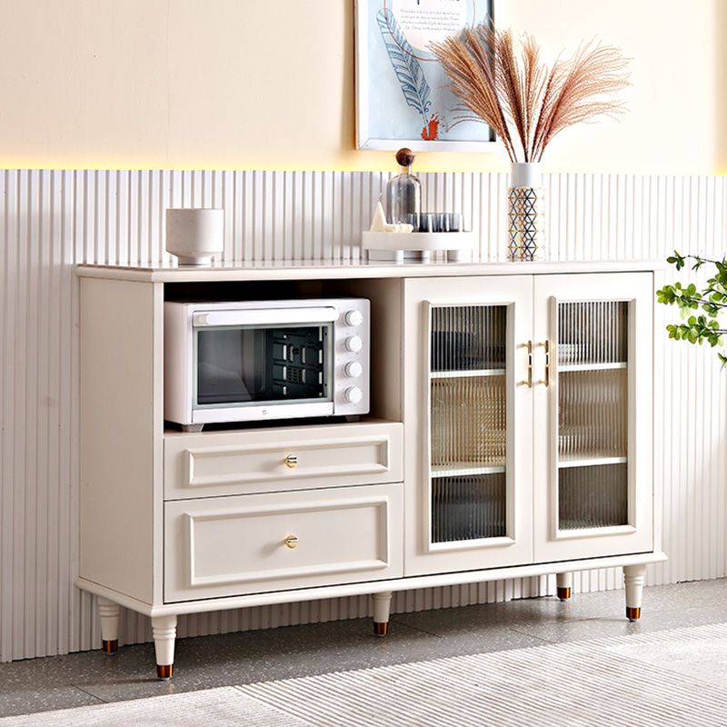 Serveur d'étagère réglable contemporain Server en pierre supérieure avec des jambes en bois massif