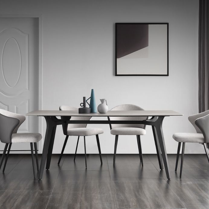 Industrial Style Sintered Stone Dining Table Metallic Base Rectangle Table for Home Clearhalo ' dining_table' 'Dining Tables & Seating' 'Dining Tables' 'Furniture' 'furniture_dining_table' 'Kitchen & Dining Furniture' 'kitchen&dining_furn' 'kitchen' 'kitchen_dining_table' 1200x1200_26d1482d-8e57-41b1-93bb-683b1a1aef59