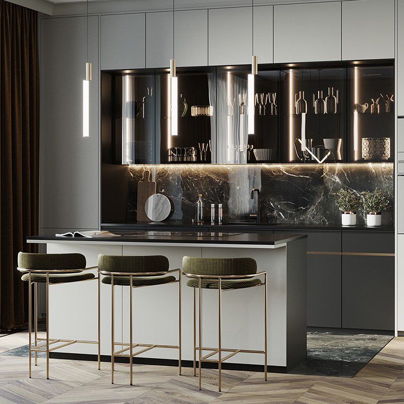 Glam Bar Stool Backrest Upholstered Counter Stool for Bristol