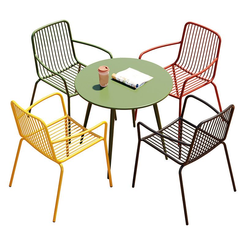 Outdoor Patio Arm Chair Metal Industrial Chairs with Slat Back Clearhalo 'Dining Chairs' 'Dining Tables & Seating' 'dining_chair' 'furn' 'furn_dining_chair' 'Furniture' 'Kitchen & Dining Furniture' 1200x1200_26d39233-5057-459c-83e0-d41852836ffc