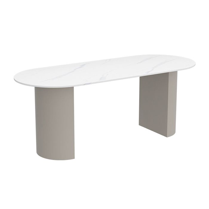 Oval Sintered Stone Dining Table Modern White Dining Table with Double Pedestal Base Clearhalo ' dining_table' 'Dining Tables & Seating' 'Dining Tables' 'furn' 'furn_dining_table' 'Furniture' 'furniture_dining_table' 'Kitchen & Dining Furniture' 'kitchen&dining_furn' 'kitchen' 'kitchen_dining_table' 1200x1200_26d4bd99-30b9-42b4-9d93-068522d969b4