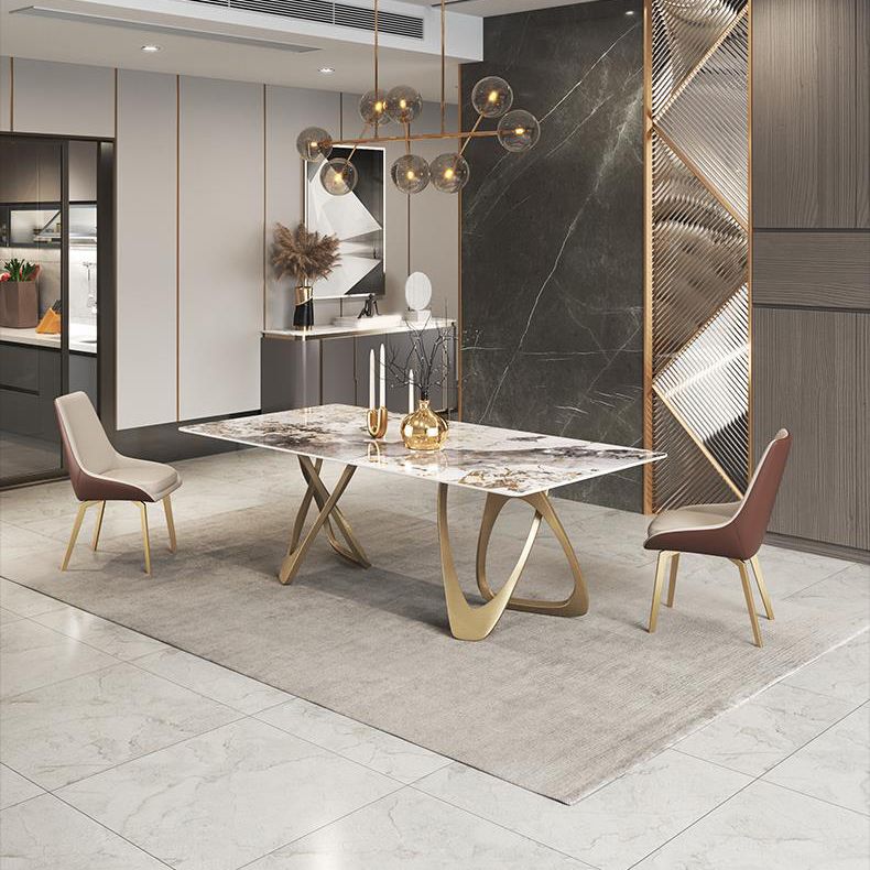 Set di dinette glam beige per casa 1/4/5/7 pezzi set da pranzo in pietra