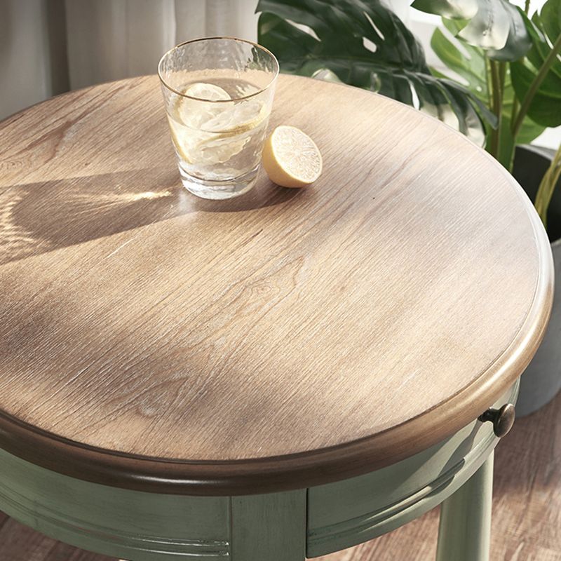 Wooden Round Top Side Table 27.16" Tall 4 Legs End Table with Storage