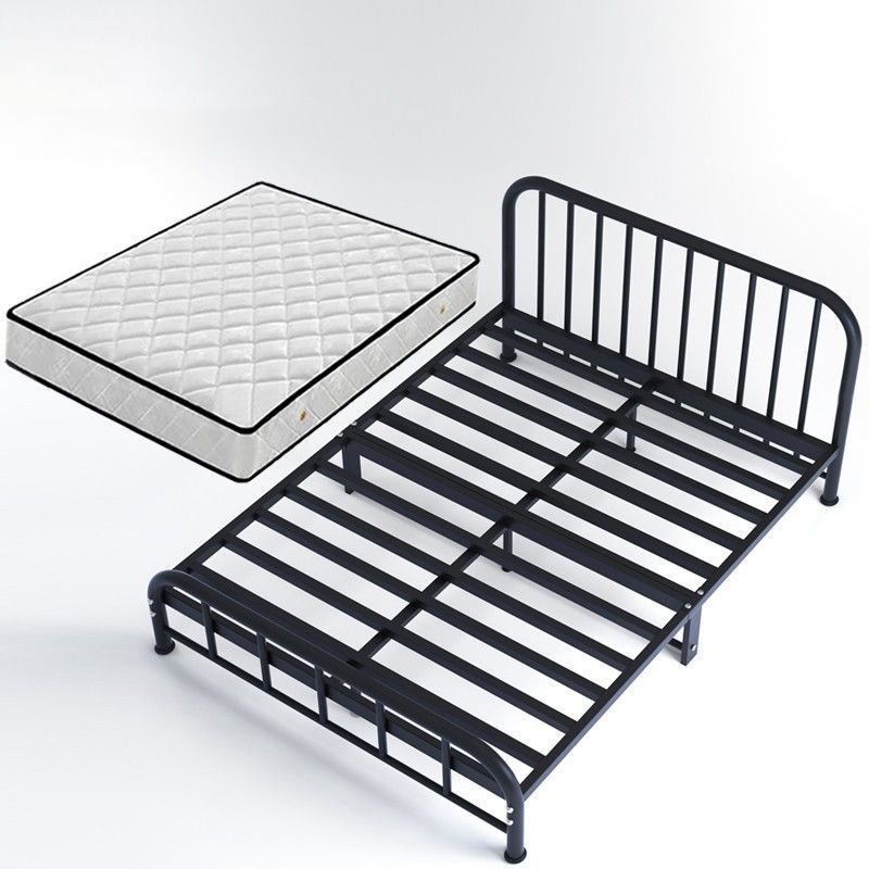 Modern Headboard Bed Rectangular Open-Frame Bed with Metal Legs