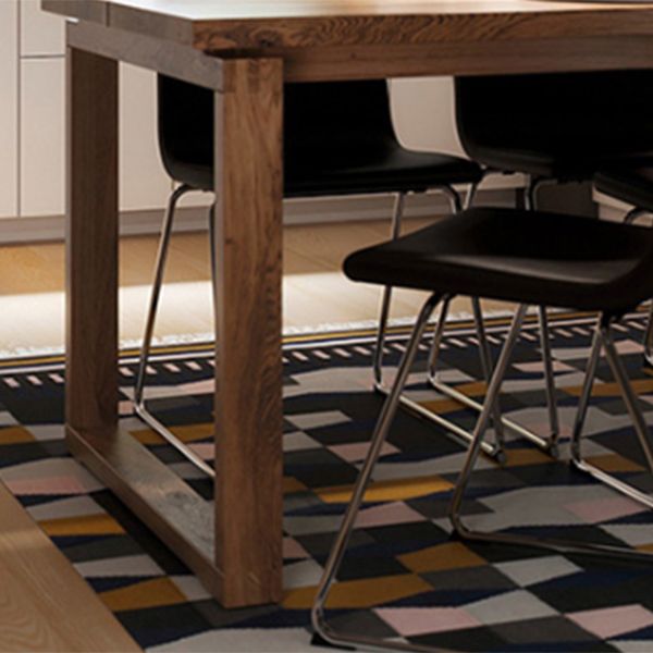 Rectangle Brown Base Dining Table Modern Ash Wood Table for Kitchen