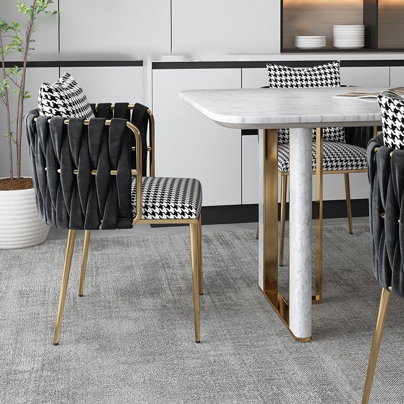Contemporary Metal Dining Room Chairs Velvet Armless Dining Chairs for Home Use Clearhalo ' kitchen&dining_furn' 'Dining Chairs' 'Dining Tables & Seating' 'dining_chair' 'furn' 'furn_dining_chair' 'Furniture' 'furniture_dining_chair' 'Kitchen & Dining Furniture' 'kitchen' 1200x1200_26dce72e-6012-4eb8-b802-a10e01ed57c9