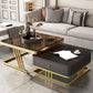Glam Frame Couchtisch, Glas/Schiefer, quadratischer Cocktailtisch mit Schublade