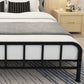 Modern Headboard Bed Rectangular Open-Frame Bed with Metal Legs