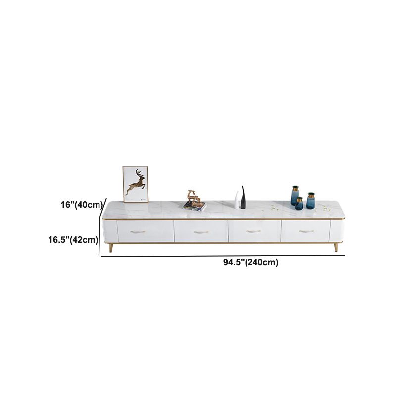 Contemporary TV Console in White TV Stand for TVs with Drawers
