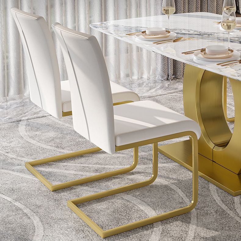 Luxury Sintered Stone Dining Table Rectangle White Table with Metal Pedestal in Gold Clearhalo ' dining_table' 'Dining Tables & Seating' 'Dining Tables' 'furn' 'furn_dining_table' 'Furniture' 'furniture_dining_table' 'Kitchen & Dining Furniture' 'kitchen&dining_furn' 'kitchen' 'kitchen_dining_table' 1200x1200_26e0b567-4686-4b79-bd4b-1e4099bf2f8b