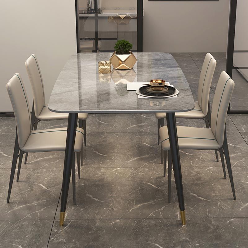 Luxury Sintered Stone Top Dining Table Rectangle Grey Table with 4 Legs Clearhalo 'Dining Tables & Seating' 'Dining Tables' 'dining_table' 'furn' 'furn_dining_table' 'Furniture' 'Kitchen & Dining Furniture' 1200x1200_26e10a45-d588-48ad-8136-0be0b0903023
