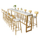 Glam Iron Bar Dining Table White Wood Rectangle Indoor Bistro Table with Footrest Clearhalo 'Bar Furniture' 'Bar Tables' 'bar_tables' 'furn' 'furn_bar_tables' 'Furniture' 'furniture_bar_tables' 'Kitchen & Dining Furniture' 1200x1200_26e57de4-b09d-4071-9196-b4b7a4d75ee4
