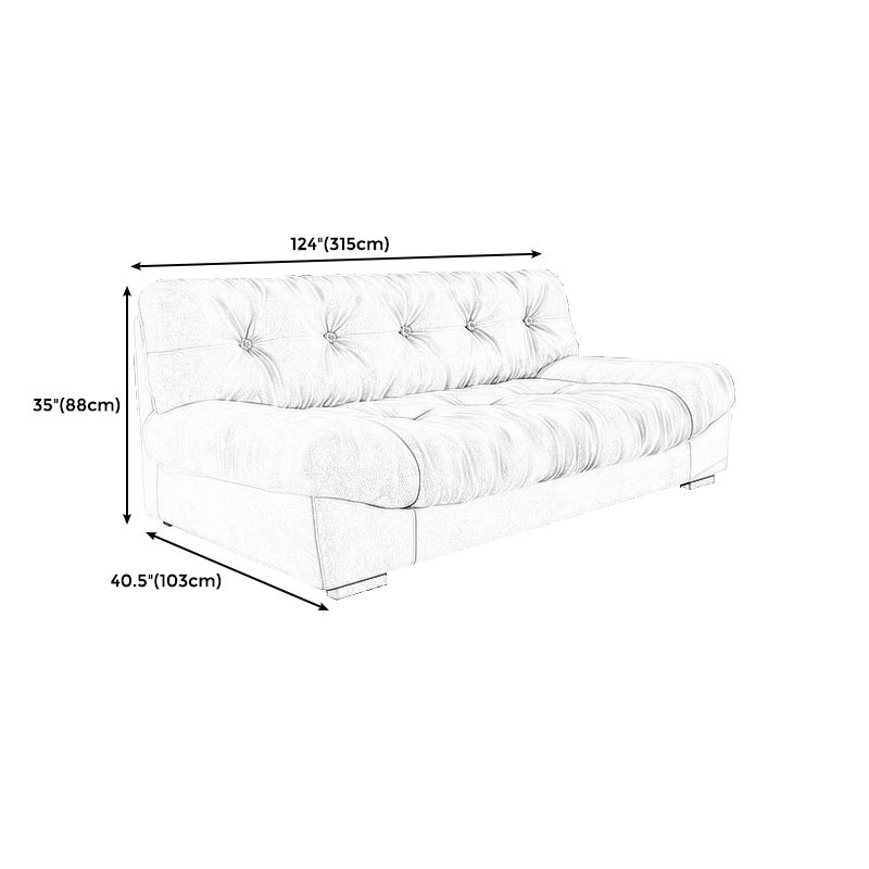 34.65" H Genuine Leather Armless Sofa with Tufted Back Down Fill Cushions Sofa Clearhalo 'furn' 'furn_sofas' 'Furniture' 'furniture_sofas' 'Living Room Furniture' 'Sofa' 'sofas' 1200x1200_26e78719-62c0-4919-b2ee-d44ef31cc2ed