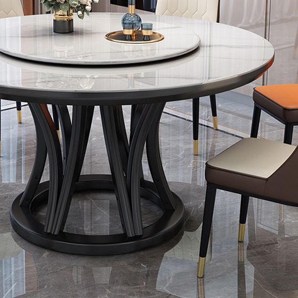 Round Dining Table Modern Dining Table with Wood Pedestal in Black Clearhalo ' dining_table' 'Dining Tables & Seating' 'Dining Tables' 'furn' 'furn_dining_table' 'Furniture' 'furniture_dining_table' 'Kitchen & Dining Furniture' 'kitchen&dining_furn' 'kitchen' 'kitchen_dining_table' 1200x1200_26e8a4d4-8e05-4757-9344-3403f03f4409