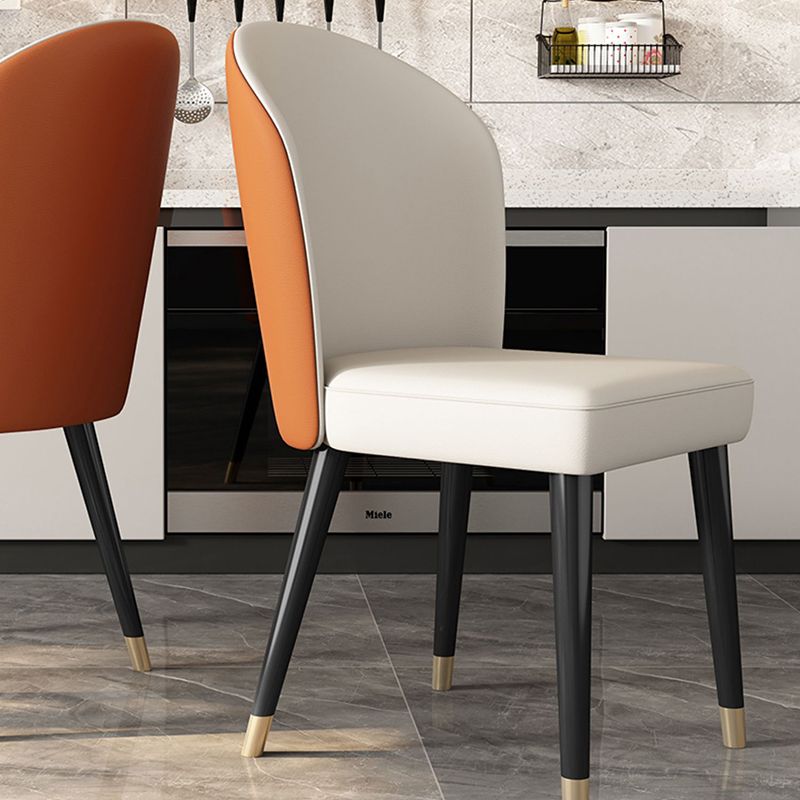 Industrial Style Armless Chair Faux Leather Parsons Chairs for Bedroom