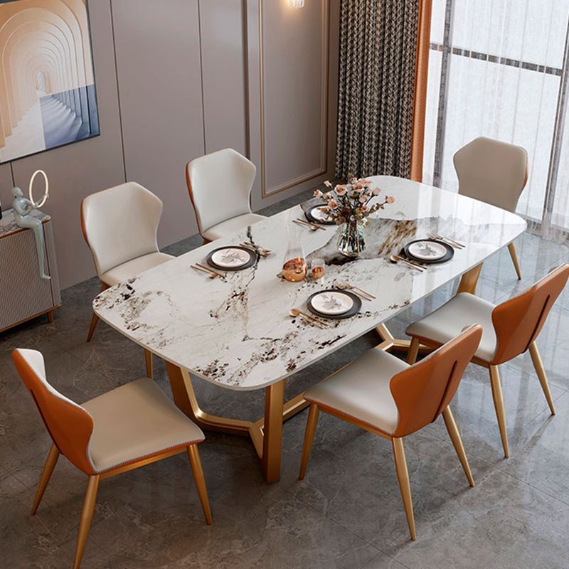 Glam 1/2/7 Pieces Dining Table Set with Sintered Stone Top Stainless Steel Dinette Set Clearhalo 'Dining Room Sets' 'Dining Tables & Seating' 'dining_room_set' 'furn' 'furn_dining_room_set' 'Furniture' 'furniture_dining_room_set' 'Kitchen & Dining Furniture' 1200x1200_26e9dd19-3f6e-47ec-8075-6b4859abd2d6