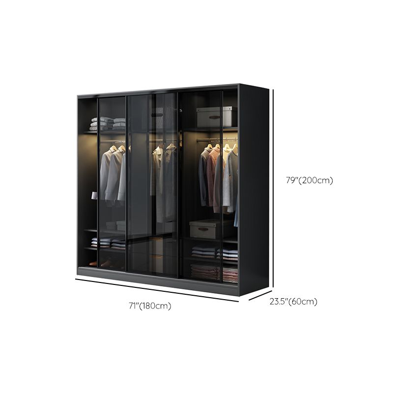 Schwarzer Kleiderschrank, zeitgenössischer Glas-Kleiderschrank für Zuhause