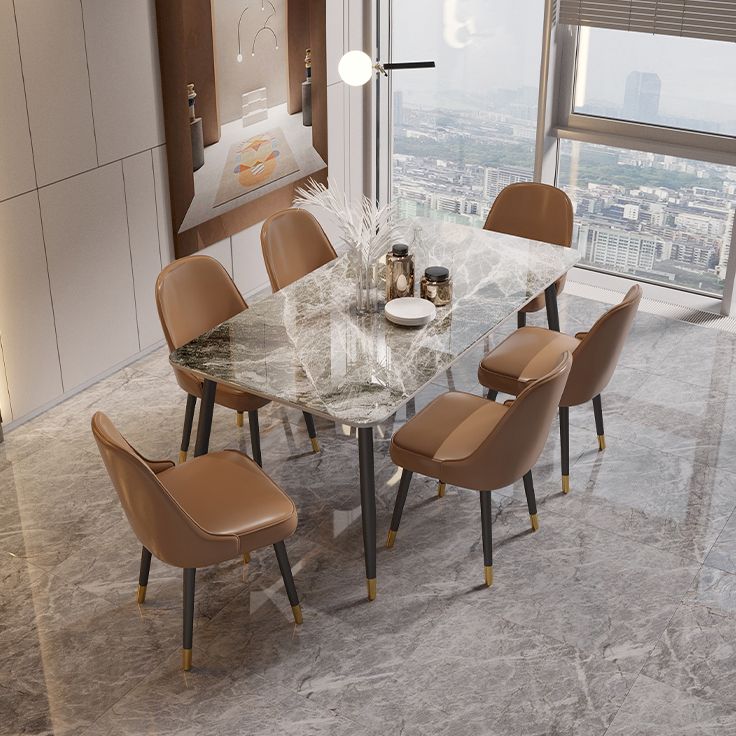 Traditional Luxury Dining Table Rectangle Sintered Stone Table with 4 Legs Clearhalo 'Dining Tables & Seating' 'Dining Tables' 'dining_table' 'furn' 'furn_dining_table' 'Furniture' 'Kitchen & Dining Furniture' 1200x1200_26f0cb45-2f79-42aa-8ce3-0a24b7506791