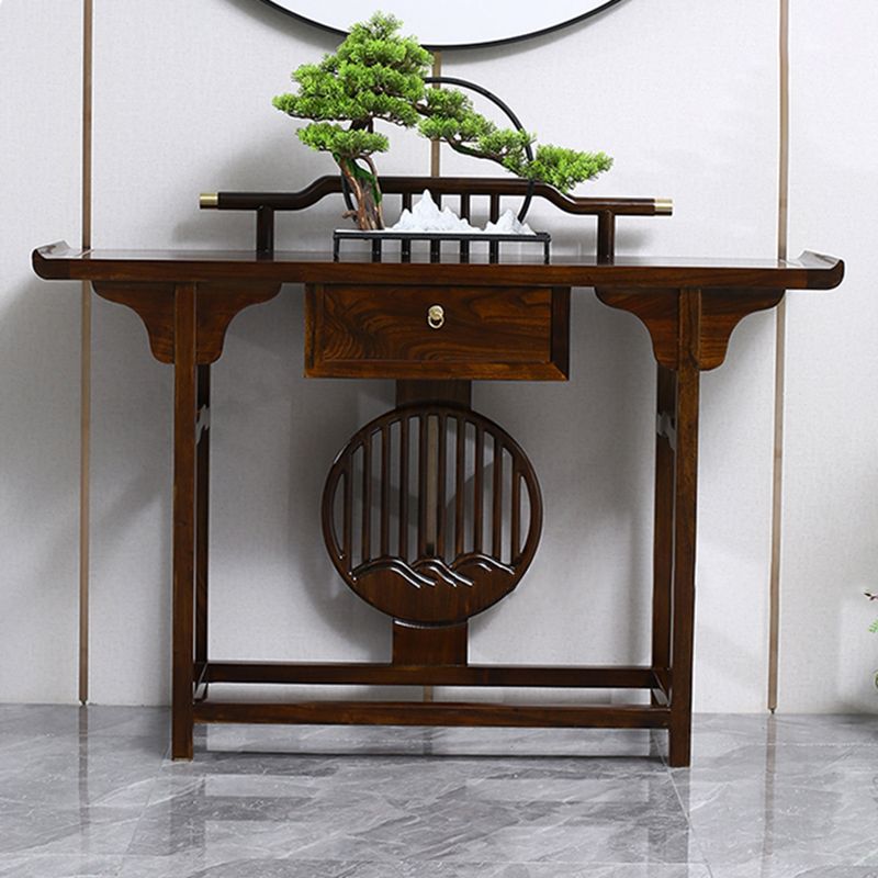 Rectangle Contemporary Console Table Dark Brown Elm Console Sofa Table