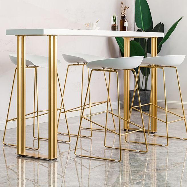 Mesa de barra de madera sólida rectangular de lujo Juego de mesa 1/3/5 piezas de mostrador con taburetes altos