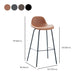 Taburete de bar sin brazos de cuero, taburete moderno con respaldo para comedor