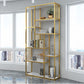 Gold Vertical Open Bookcase Glam Etagere Metal Book Shelf for Bedroom