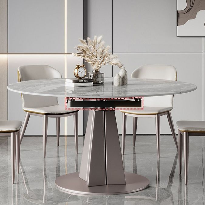 Luxury Sintered Stone Top Table Extendable Round Table with Pedestal Base
