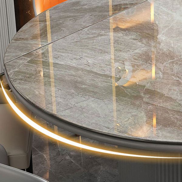Modern Stone Top Dining Table Extendable for Small Spaces with Storage Clearhalo 'Dining Tables & Seating' 'Dining Tables' 'dining_table' 'furn' 'furn_dining_table' 'Furniture' 'Kitchen & Dining Furniture' 1200x1200_26f3df0c-4c5c-4a75-8f4a-97b21f93f91e