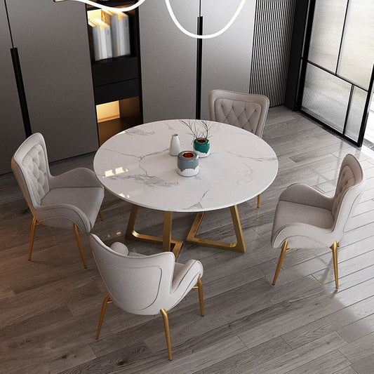 Glam 1/2/5 Pieces Dining Set Round Stone Dining Table for Dining Room Clearhalo 'Dining Room Sets' 'Dining Tables & Seating' 'dining_room_set' 'furn' 'furn_dining_room_set' 'Furniture' 'furniture_dining_room_set' 'Kitchen & Dining Furniture' 1200x1200_26f3ef3d-dfc8-4e9b-865f-91f009a36a9f