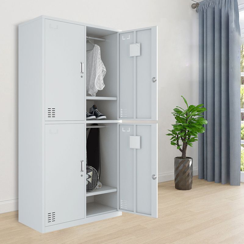Modern Style Wardrobe Gray Colour Metal Wardrobe Closet with Locks Clearhalo 'Armoires & Wardrobes' 'armoires_wardrobes' 'Bedroom Furniture' 'furn' 'furn_armoires_wardrobes' 'Furniture' 1200x1200_26f4aa21-f23c-4aa2-b3e3-cca0b48cd0e1