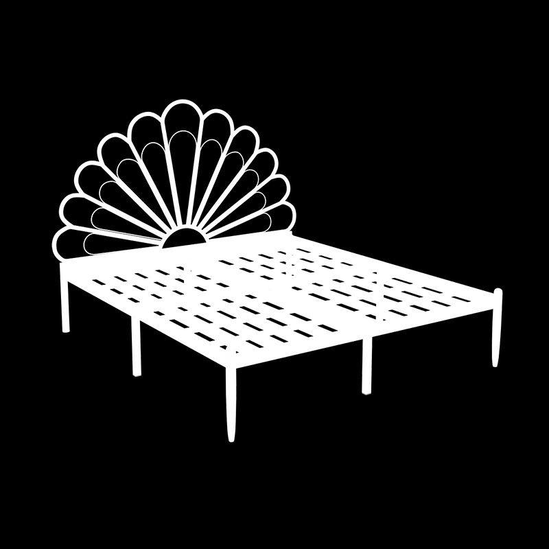 47" Tall Open-Frame Bed Glam Metal Standard Bed with Camelback Headboard