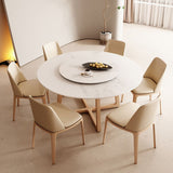 Contemporary Dining Set 1/2/5/7 Pcs Round Dining Table and Chairs with Solid Wood Frame