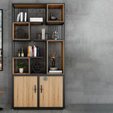 Metal and Wooden Bookcase Home Open Storage Bookshelf with 2 Doors Clearhalo 'Bookcases' 'furn' 'furn_bookcases' 'Furniture' 'Office Furniture' 1200x1200_26f6bae5-364b-42d7-b81d-e18a38489e6c