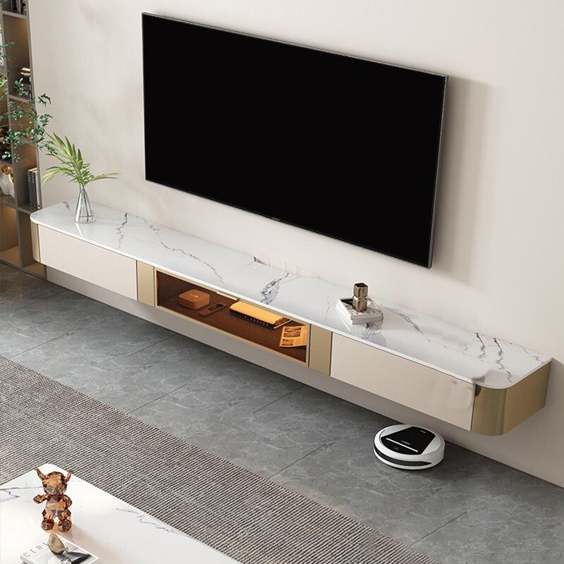 Gabinete de TV de pizarra blanca de estilo Media de televisión montada en la pared del hogar