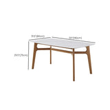 Contemporary Style Rectangle Table Sintered Stone Table with Wood Legs for Kitchen