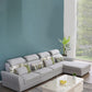 Modern Biscuit Back Sofa with Chaise Linen/Faux Leather Flared Arm Sofa in Gray