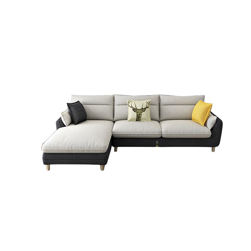 Slipcovered Fabric Sofa and Chaise 3/4-seater Pillow Top Arm Settee Furniture Clearhalo 'furn' 'furn_sectionals' 'Furniture' 'furniture_sectionals' 'kitchen' 'kitchen_sectionals' 'Living Room Furniture' 'Sectionals' 1200x1200_26f77d2f-a5d8-490a-8a5d-30b7b02ab537