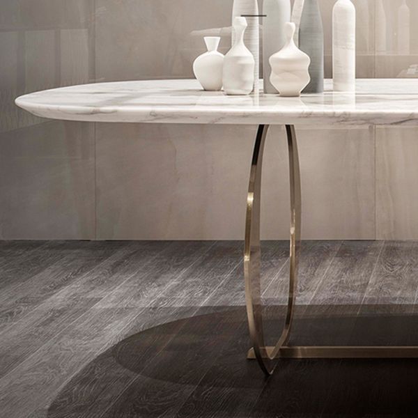 Traditional Luxury Dining Table Oval White Table with Gold Frame Clearhalo ' dining_table' 'Dining Tables & Seating' 'Dining Tables' 'furn' 'furn_dining_table' 'Furniture' 'furniture_dining_table' 'Kitchen & Dining Furniture' 'kitchen&dining_furn' 'kitchen' 'kitchen_dining_table' 1200x1200_26f93fcf-99aa-42c6-a27c-f40e59be677a