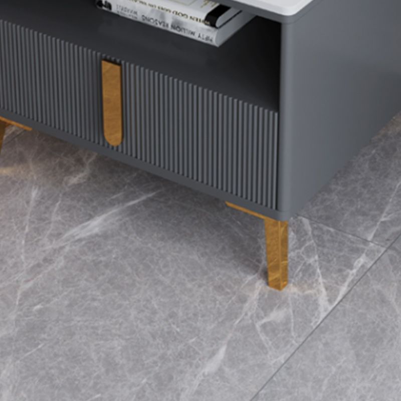 4 Legs Glam Side Table Stone Top Side Table with Shelf and Drawer Clearhalo 'Coffee & Accent Tables' 'End & Side Tables' 'end_side_tables' 'furn' 'furn_end_side_tables' 'Furniture' 'Living Room Furniture' 1200x1200_26fad9fd-9198-48ad-a876-2f889c55d4e8