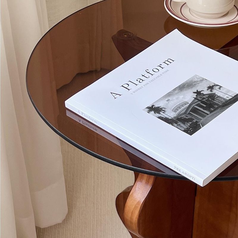 Contemporary Side Table Glass Abstract Round Living Room End Table