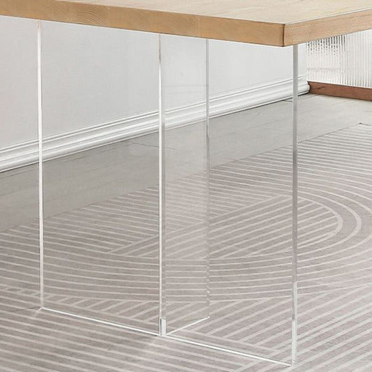 モダンな1/2ピース長方形のダイニングセット椅子付きのソリッドウッドダイニングルームテーブル