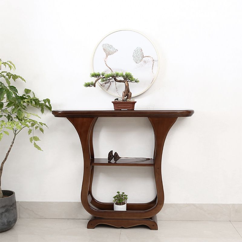 33.46" Tall Half Moon Accent Table Solid Wood Console Table for Hall Clearhalo 'Console Tables' 'console_tables' 'Entry & Mudroom Furniture' 'furn' 'furn_console_tables' 'Furniture' 1200x1200_26ff85f7-92a4-4dcb-a758-4d104537635e