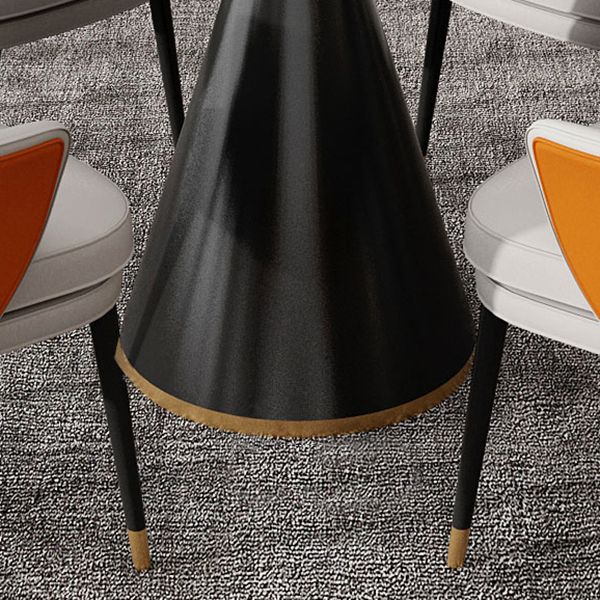 Mesa de comedor redonda con base de pedestal, mesa superior de piedra de lujo tradicional para el hogar