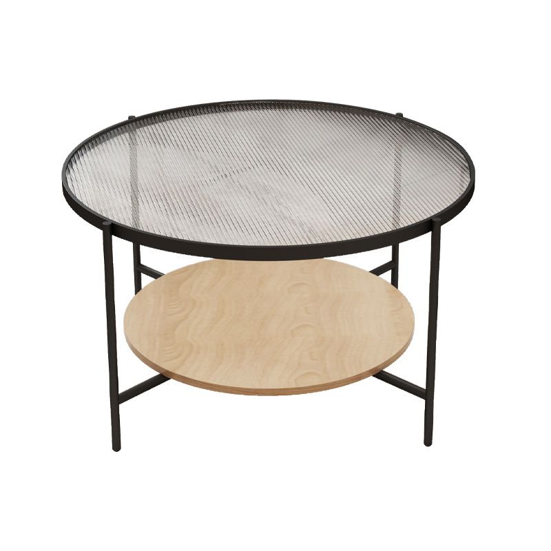Modern Single Coffee Table Round Glass Coffee Table with 4 Legs
