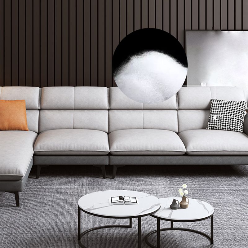 Contemporary Faux Leather Square Arm Sofa Sewn Pillow Back Sfa